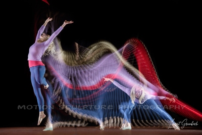 Fresque de mouvement de danse par procédé de motion sculpture. Dance fresco  using motion sculpture process